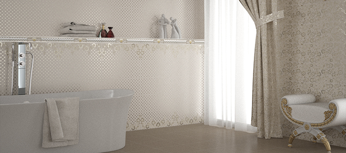 Керамическая плитка Venus Aria в интерьере ванной комнаты