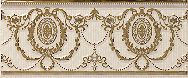 бордюр, Listelo Agustine Gold Ivory, 10x25