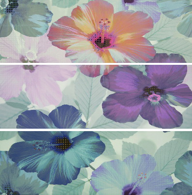 панно, 7009 Comp.Azul Gris Malva Hibiscus III 75x75